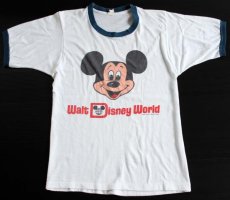 画像2: 80s USA製 ミッキー マウス 染み込みプリント リンガーTシャツ (2)