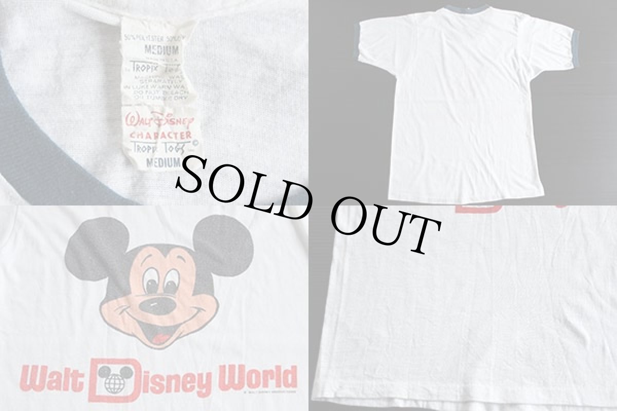 画像3: 80s USA製 ミッキー マウス 染み込みプリント リンガーTシャツ (3)