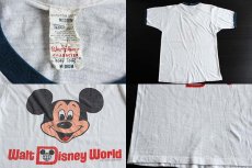 画像3: 80s USA製 ミッキー マウス 染み込みプリント リンガーTシャツ (3)