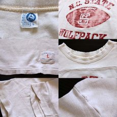 画像3: 70s USA製 ARTEX N.C.STATE フットボールTシャツ 白 L (3)