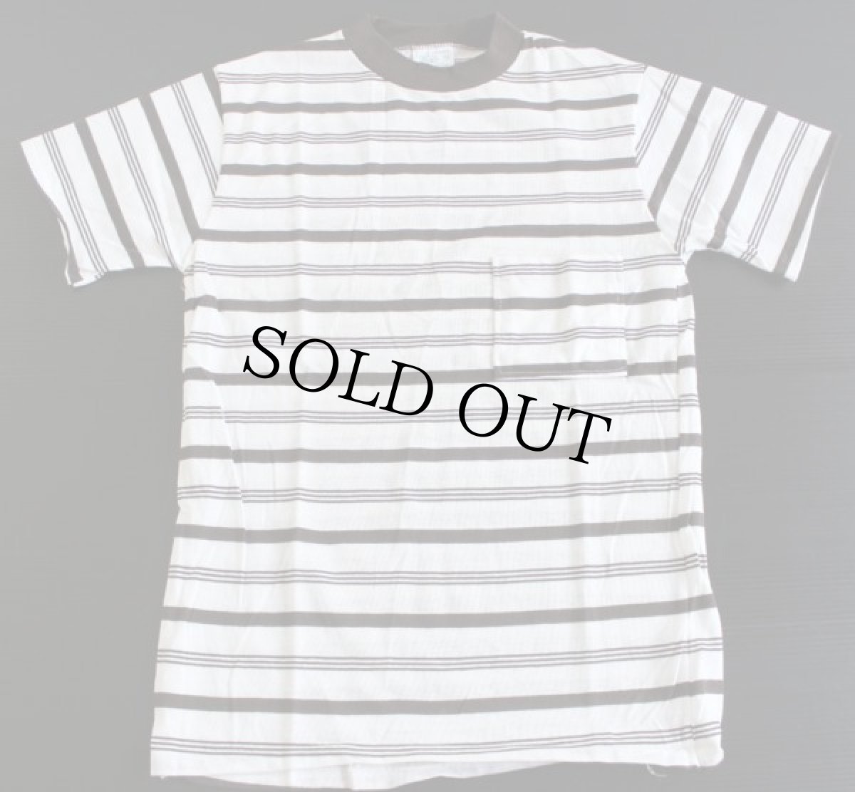 画像2: 70s Kmart ランダムボーダー コットン ポケットTシャツ S (2)