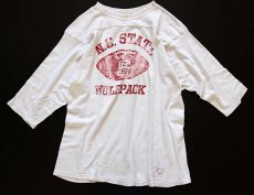 画像1: 70s USA製 ARTEX N.C.STATE フットボールTシャツ 白 L (1)