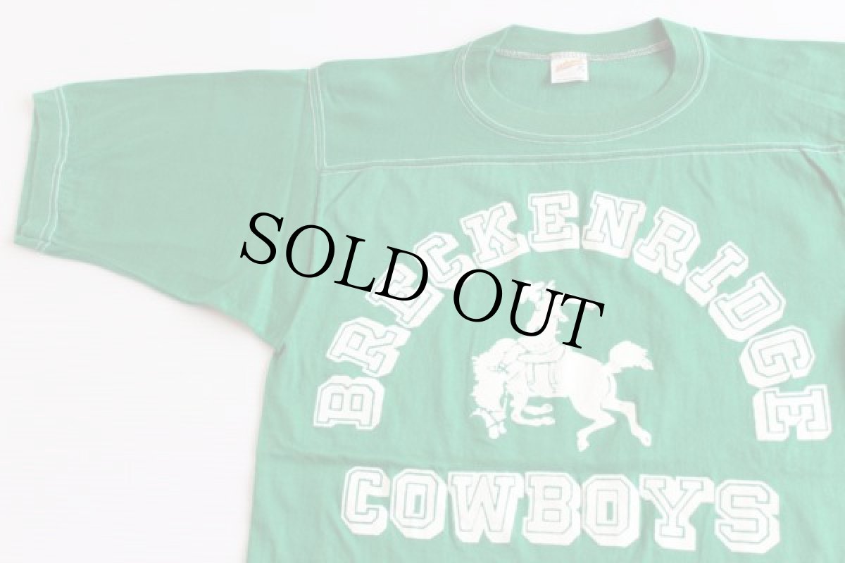 画像1: 80s BRECKENRIDGE COWBOYS コットンTシャツ 緑 M (1)