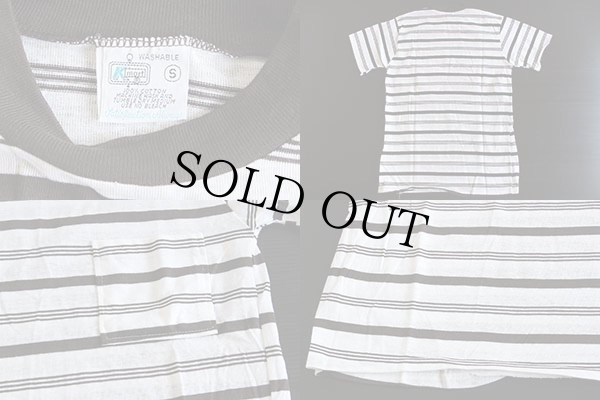 画像3: 70s Kmart ランダムボーダー コットン ポケットTシャツ S (3)