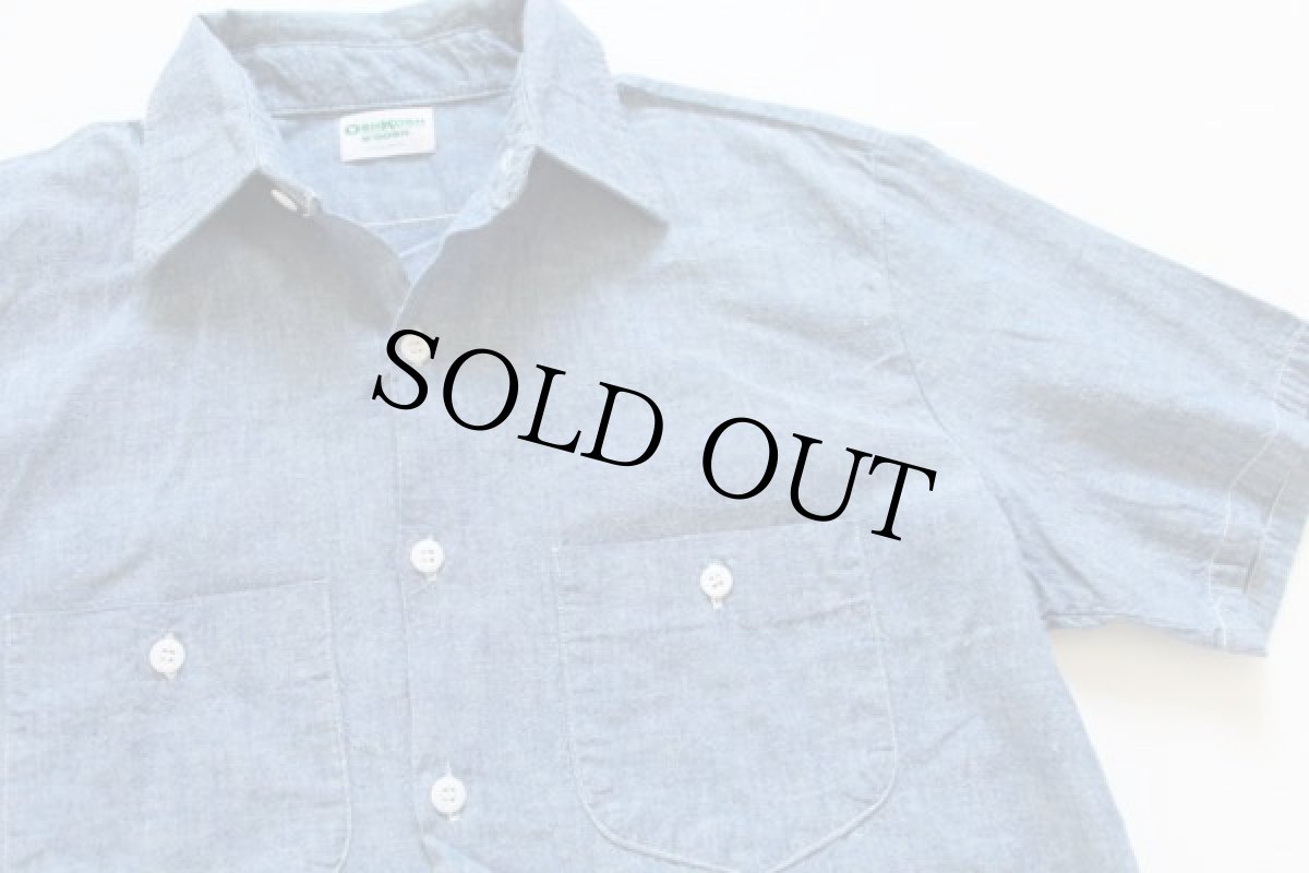 画像2: 70s USA製 OSHKOSH B'GOSH 半袖 コットン シャンブレーシャツ (2)