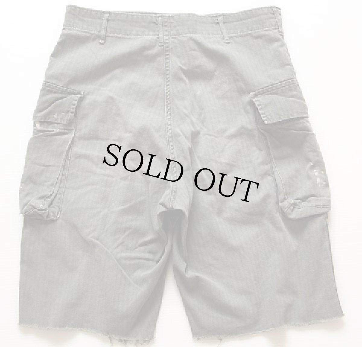 画像2: 40s 米軍 U.S.ARMY M-43 HBT ヘリンボーンツイル カットオフ カーゴ ショートパンツ w32★ショーツ (2)