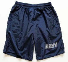 画像1: USA製 U.S.NAVY トレーニング ナイロンショートパンツ 紺 M★ショーツ (1)