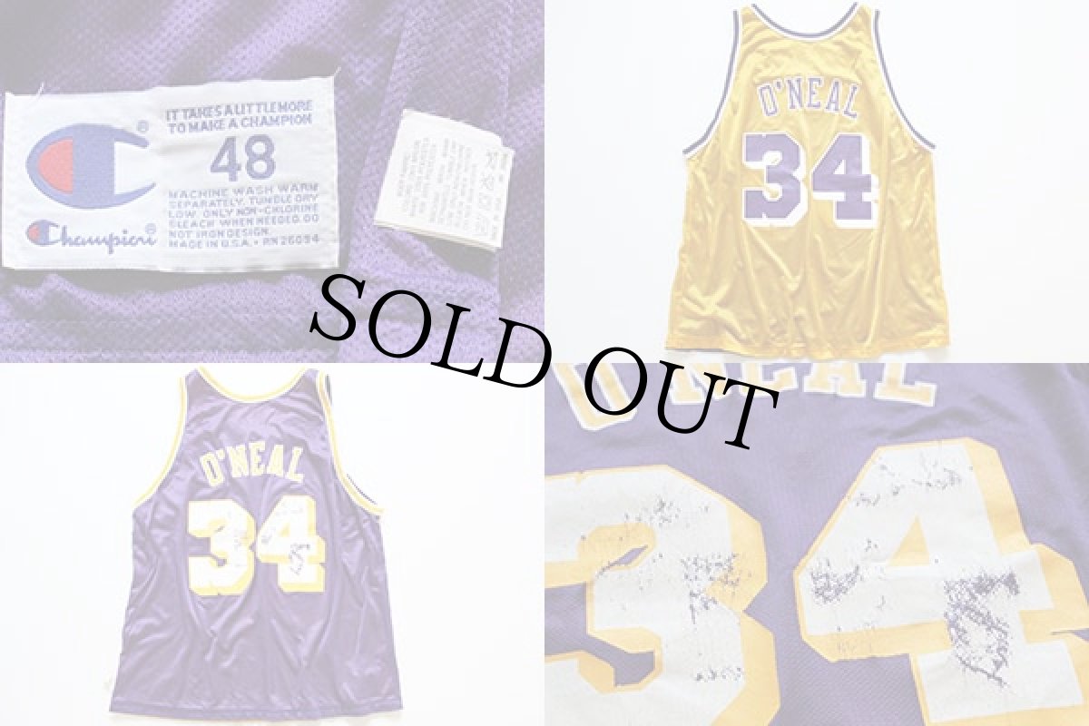 画像3: 90s USA製 Championチャンピオン NBA LAKERSレイカーズ O'NEALオニール 34 リバーシブル ユニフォーム 48 (3)