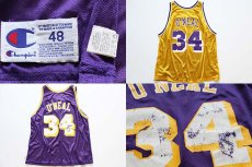 画像3: 90s USA製 Championチャンピオン NBA LAKERSレイカーズ O'NEALオニール 34 リバーシブル ユニフォーム 48 (3)