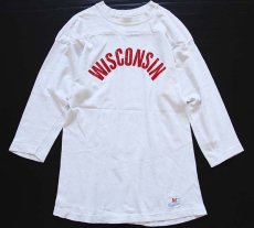 画像1: 70s USA製 Championチャンピオン WISCONSIN フットボールTシャツ 白 M (1)