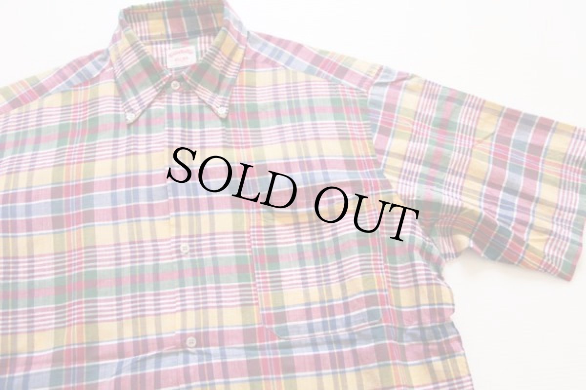 画像2: 60s Brooks Brothersブルックスブラザーズ 6ボタン マドラスチェック ボタンダウン 半袖 コットンシャツ 15.5 (2)