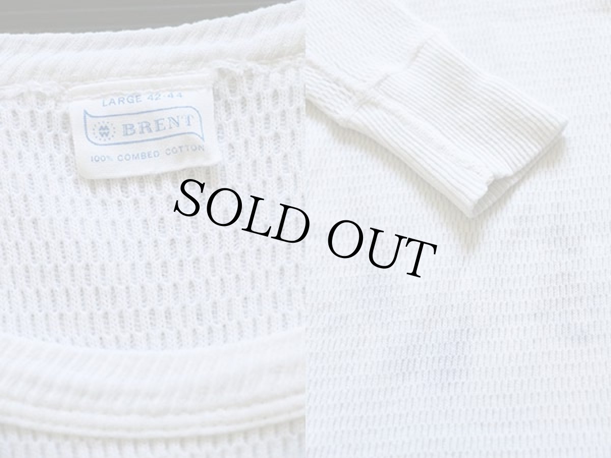 画像3: 60s MONTGOMERY WARD BRENT コットン サーマルシャツ 白 L (3)