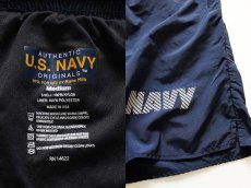 画像3: USA製 U.S.NAVY トレーニング ナイロンショートパンツ 紺 M★ショーツ (3)