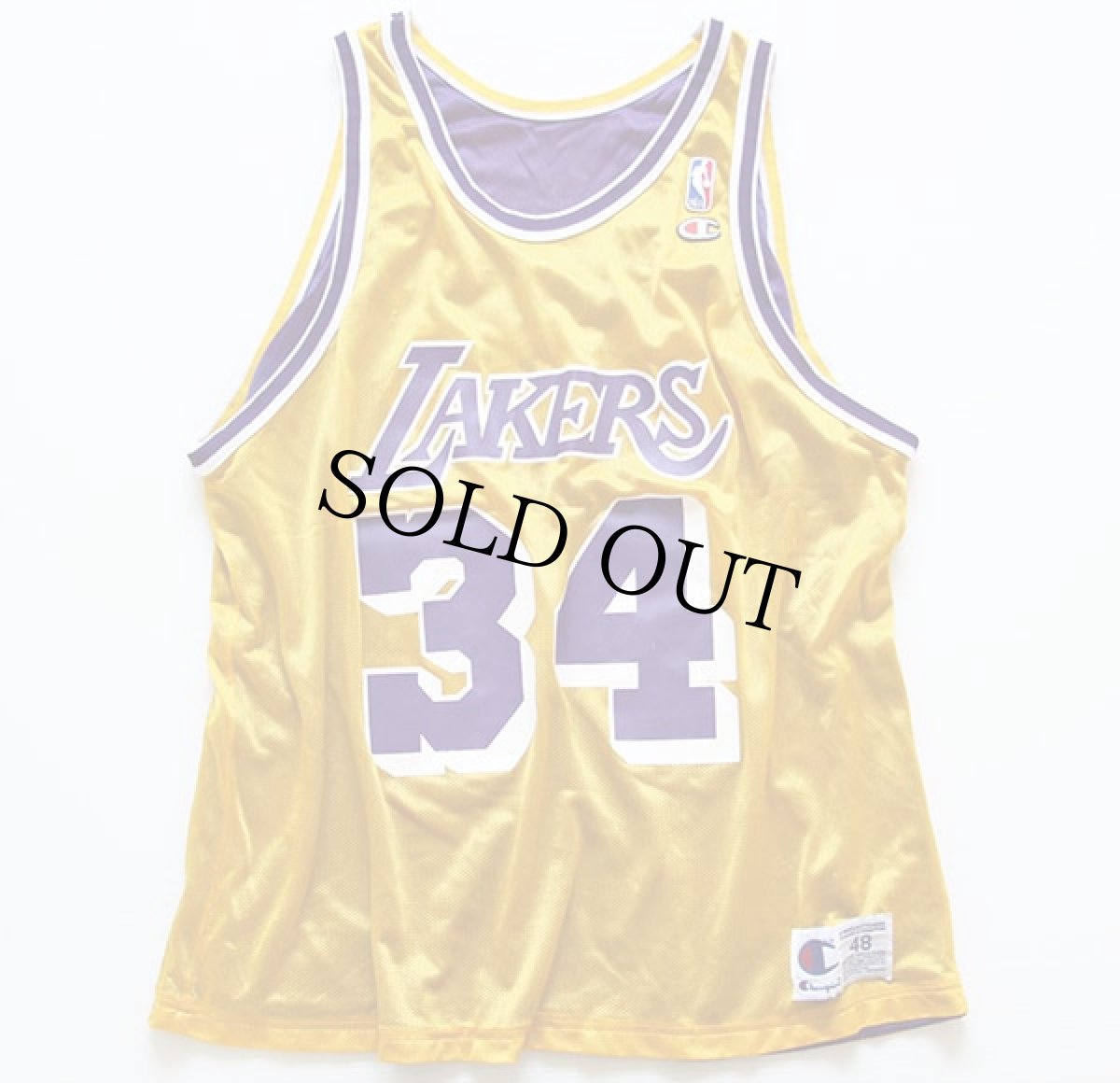 画像2: 90s USA製 Championチャンピオン NBA LAKERSレイカーズ O'NEALオニール 34 リバーシブル ユニフォーム 48 (2)