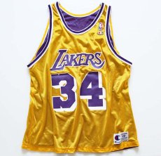 画像2: 90s USA製 Championチャンピオン NBA LAKERSレイカーズ O'NEALオニール 34 リバーシブル ユニフォーム 48 (2)