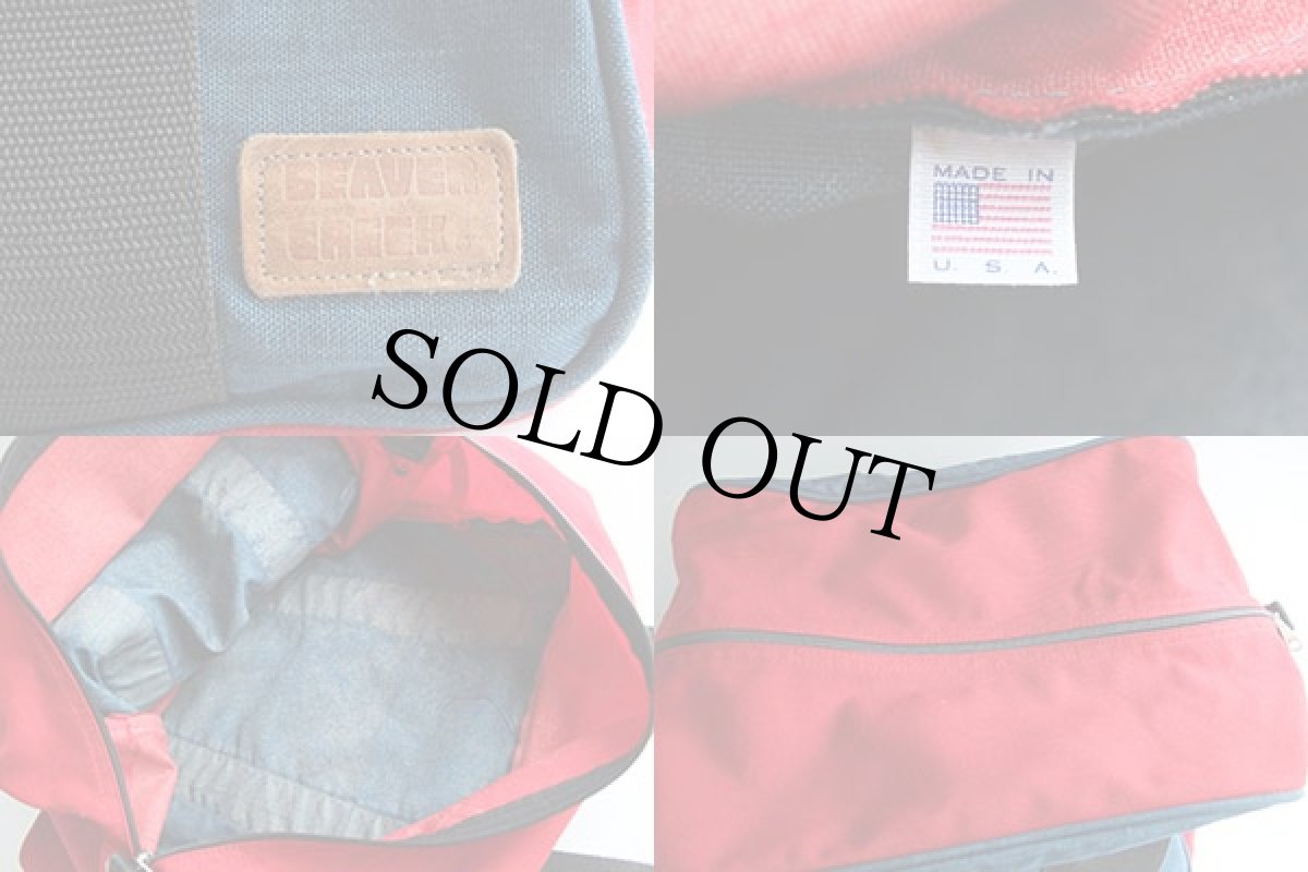 画像3: 90s USA製 BEAVER CREEK ツートン ダッフルバッグ 赤x紺 (3)