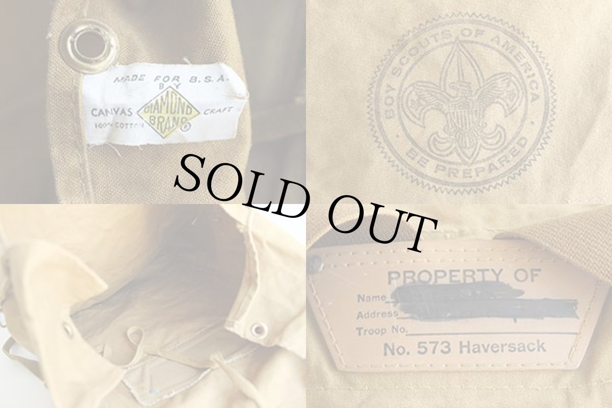 画像3: 50s BSA ボーイスカウト DIAMOND BRAND Haversack キャンバスバッグ カーキ (3)