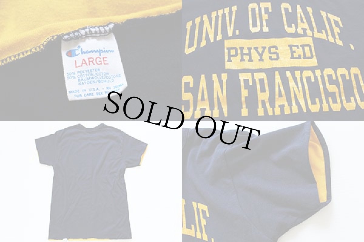 画像4: 80s USA製 Championチャンピオン UNIV. OF CALIF. リバーシブルTシャツ 紺×黄 L (4)