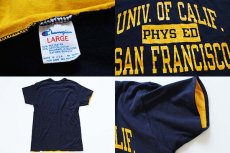 画像4: 80s USA製 Championチャンピオン UNIV. OF CALIF. リバーシブルTシャツ 紺×黄 L (4)