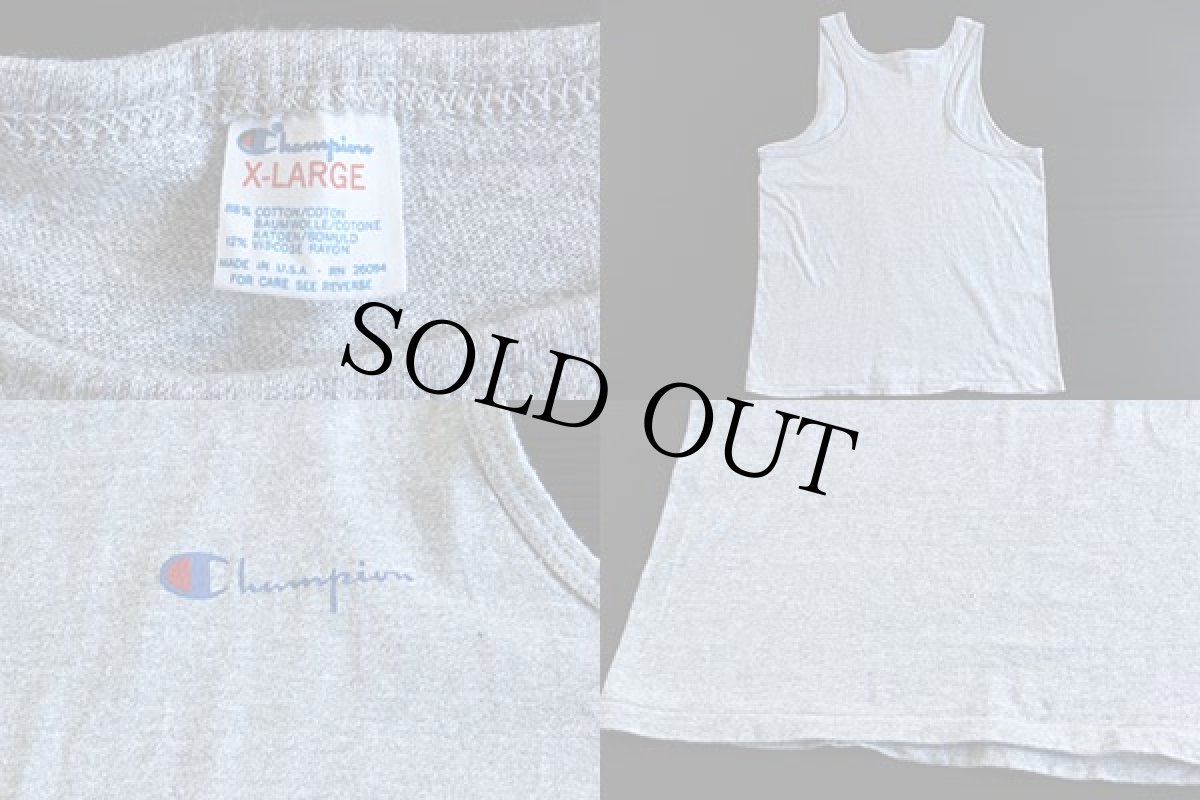 画像3: 80s USA製 Championチャンピオン ワンポイント スクリプト ロゴ 88/12 タンクトップ 杢グレー XL (3)