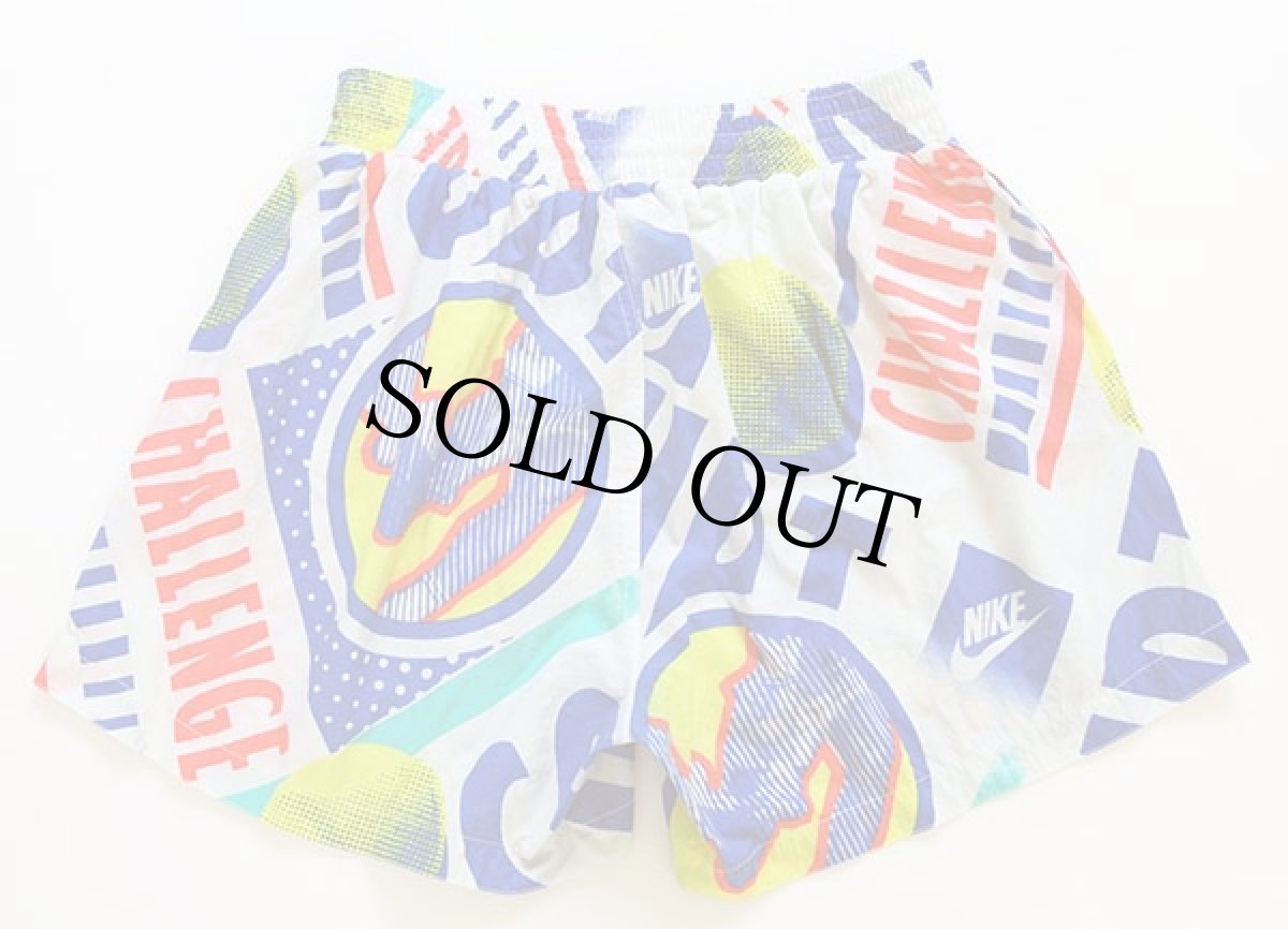 画像2: 90s NIKEナイキ CHALLENGE COURT 総柄 ナイロン ショートパンツ 蛍光 XL★ショーツ (2)