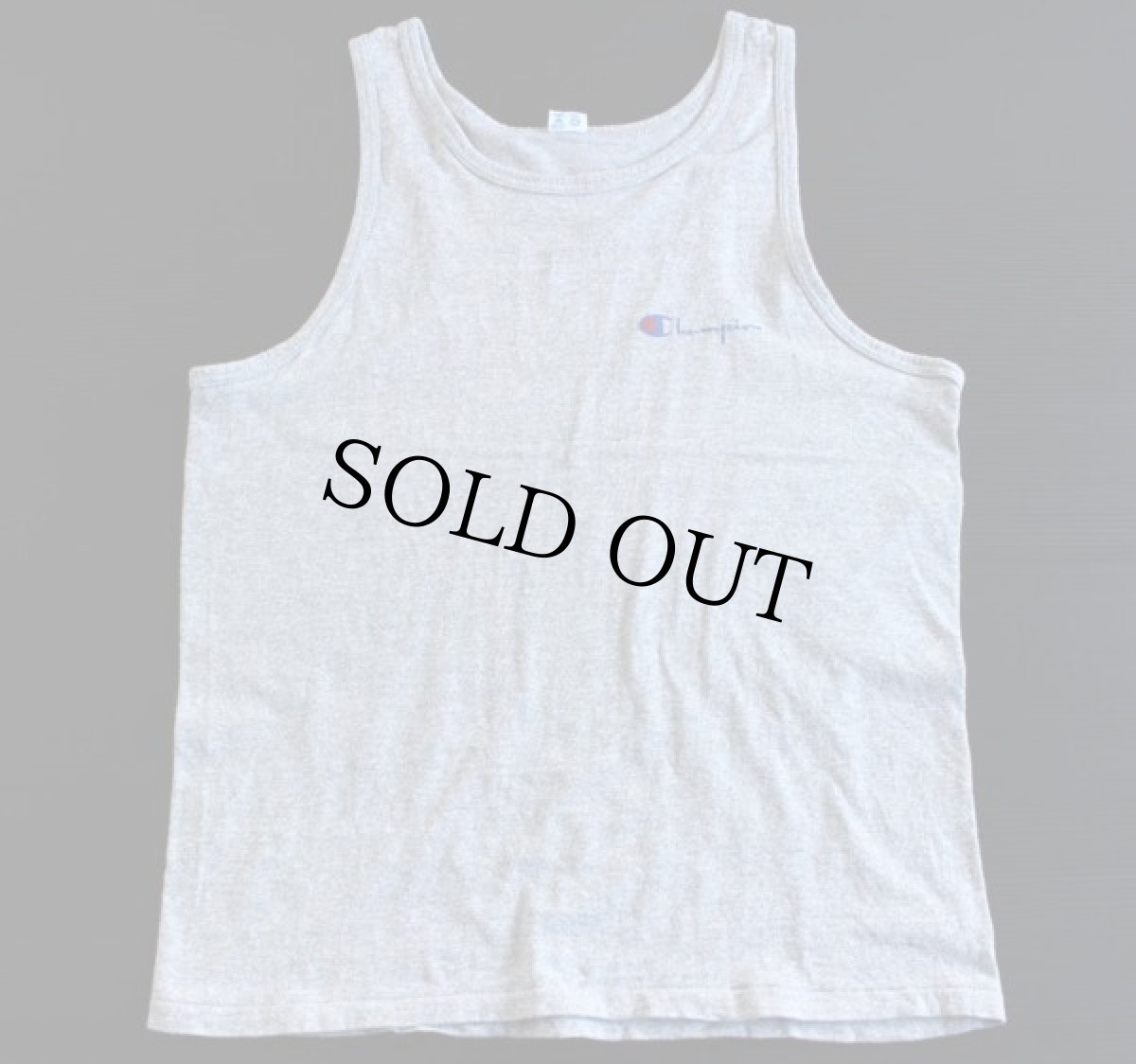 画像2: 80s USA製 Championチャンピオン ワンポイント スクリプト ロゴ 88/12 タンクトップ 杢グレー XL (2)