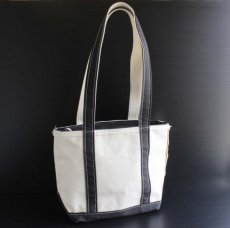 画像1: USA製 L.L.Bean BOAT AND TOTE ロングハンドル キャンバス トートバッグ ジップトップ 黒 S★スモール (1)