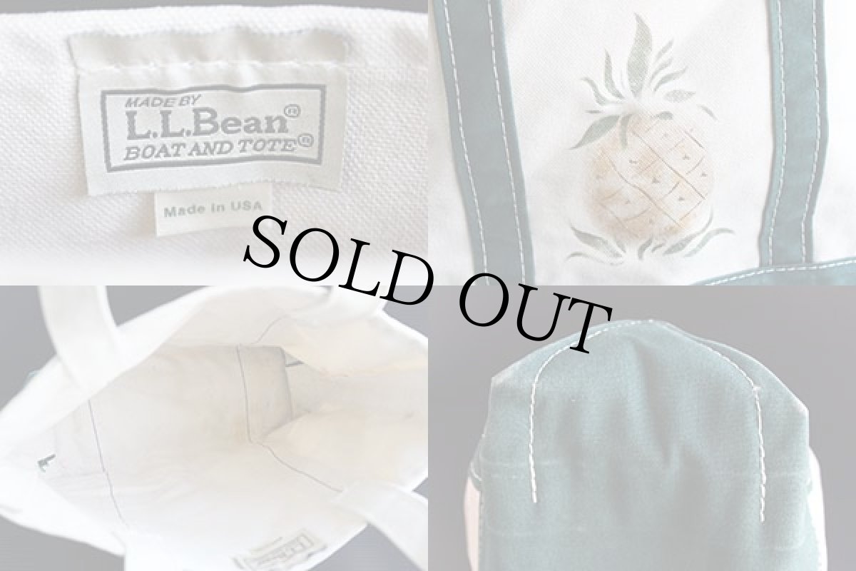画像3: USA製 L.L.Bean BOAT AND TOTE ペイント入り ロングハンドル キャンバス トートバッグ 緑 S★スモール (3)