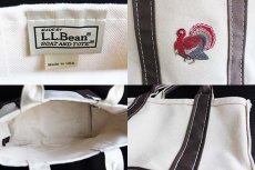 画像3: USA製 L.L.Bean BOAT AND TOTE パッチ付き キャンバス トートバッグ 茶 ミニ (3)