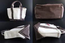 画像2: USA製 L.L.Bean BOAT AND TOTE パッチ付き キャンバス トートバッグ 茶 ミニ (2)