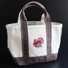 画像1: USA製 L.L.Bean BOAT AND TOTE パッチ付き キャンバス トートバッグ 茶 ミニ (1)