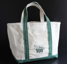 画像1: USA製 L.L.Bean BOAT AND TOTE 100YEARS キャンバス トートバッグ 緑 M★100周年 (1)