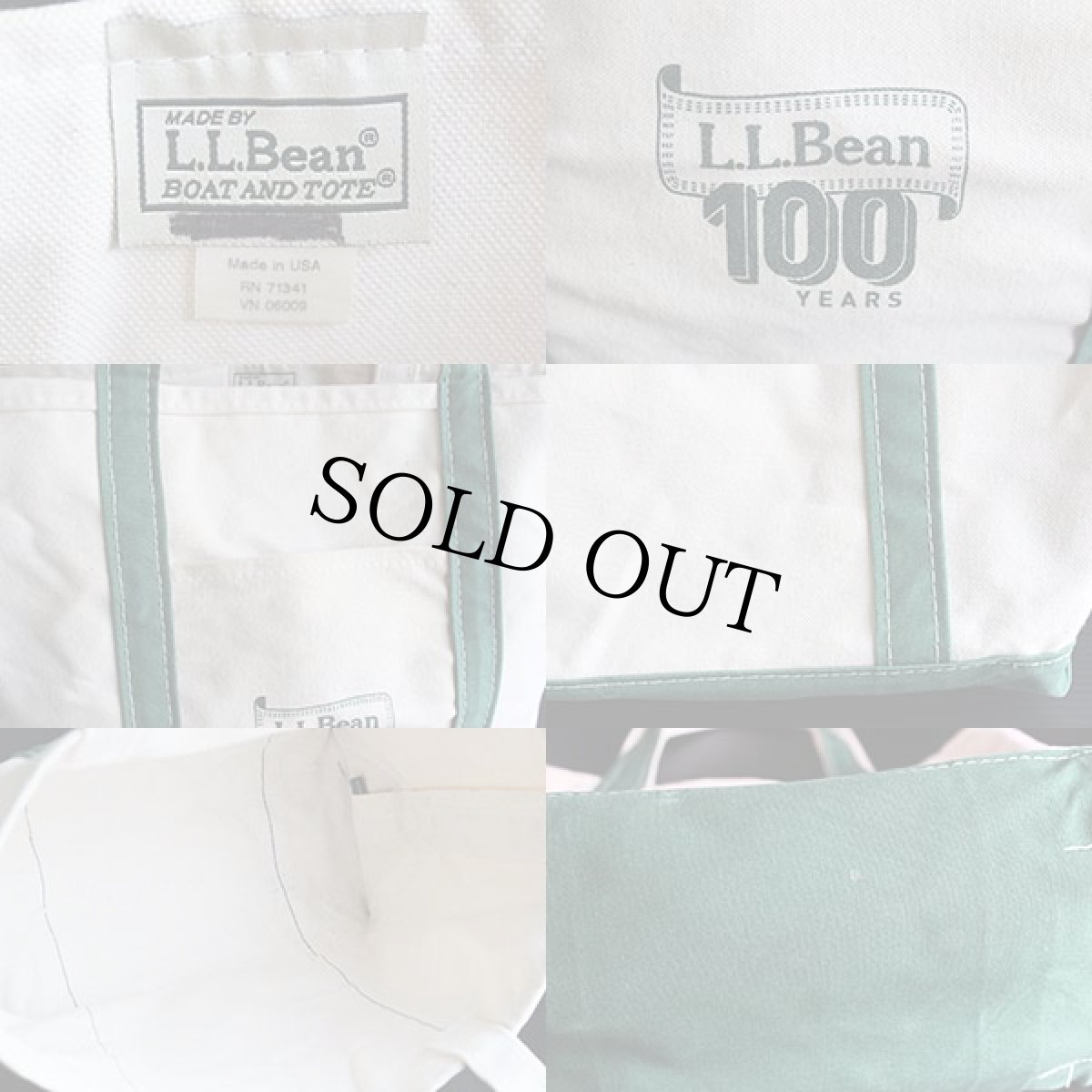 画像3: USA製 L.L.Bean BOAT AND TOTE 100YEARS キャンバス トートバッグ 緑 M★100周年 (3)