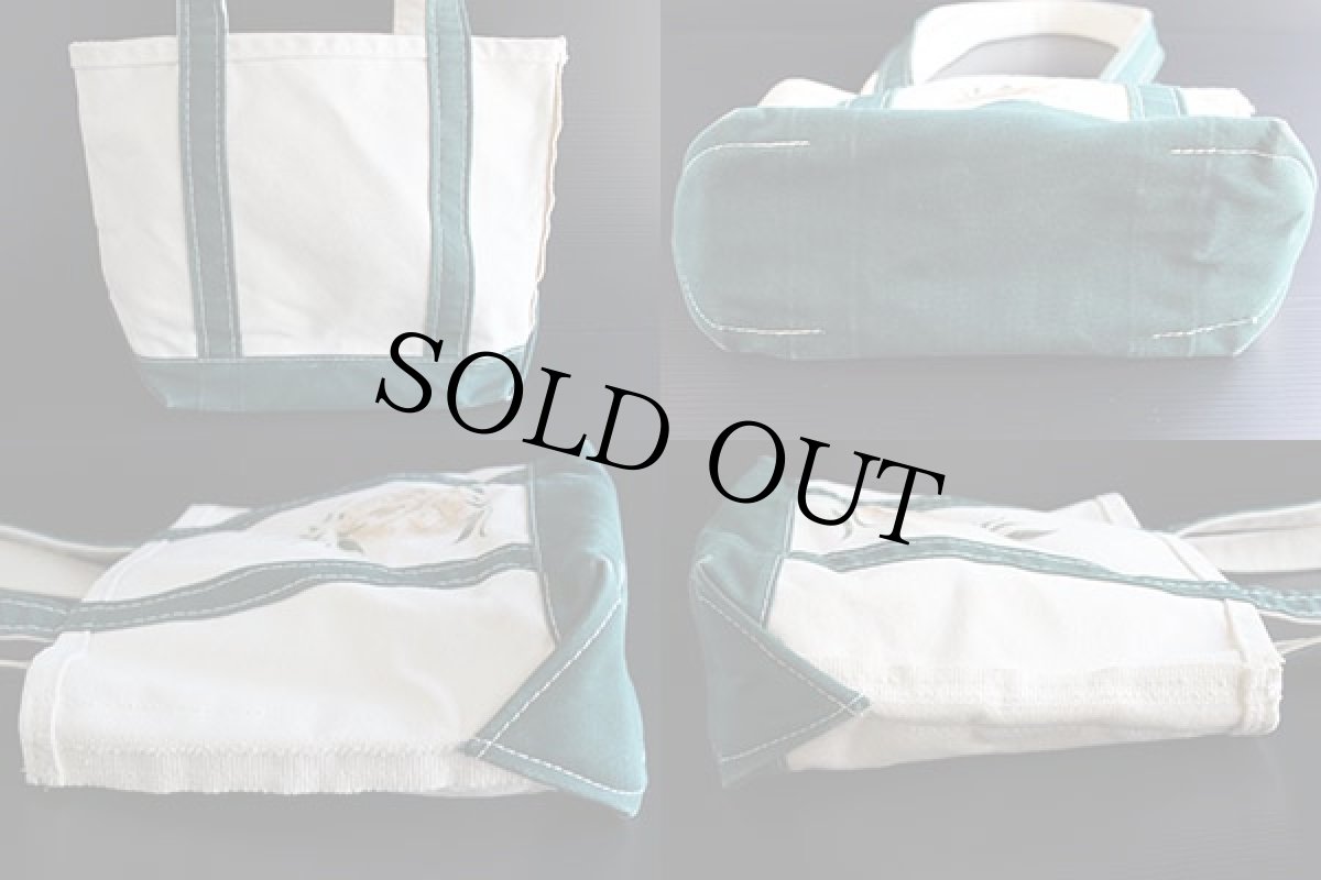 画像2: USA製 L.L.Bean BOAT AND TOTE ペイント入り ロングハンドル キャンバス トートバッグ 緑 S★スモール (2)