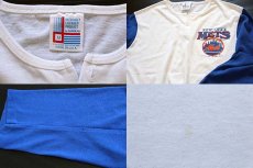 画像4: 80s USA製 MLB NEW YORK METS ツートン ヘンリーネック 七分袖Tシャツ 青 M (4)