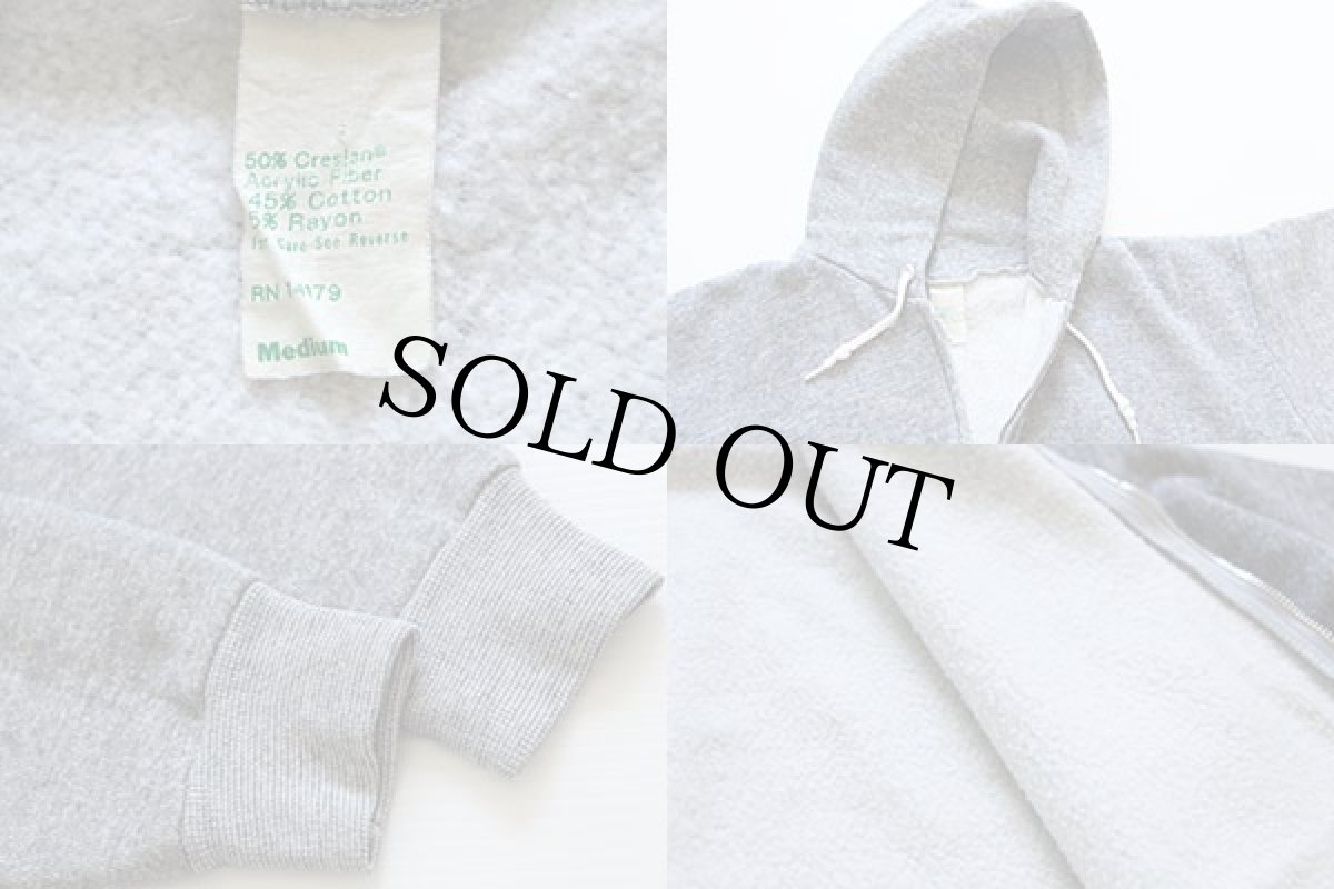 画像3: 70s USA製 UNKNOWN スウェット ジップパーカー 杢グレー M (3)