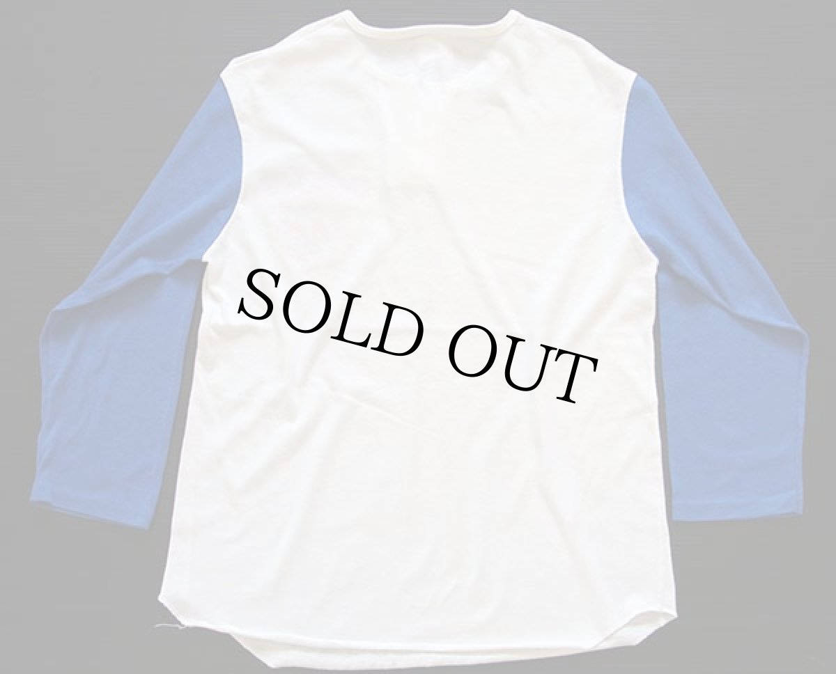画像2: 80s USA製 MLB NEW YORK METS ツートン ヘンリーネック 七分袖 Tシャツ 青 M (2)