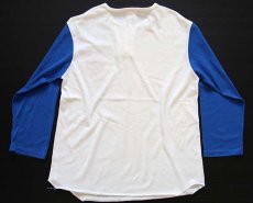 画像2: 80s USA製 MLB NEW YORK METS ツートン ヘンリーネック 七分袖Tシャツ 青 M (2)