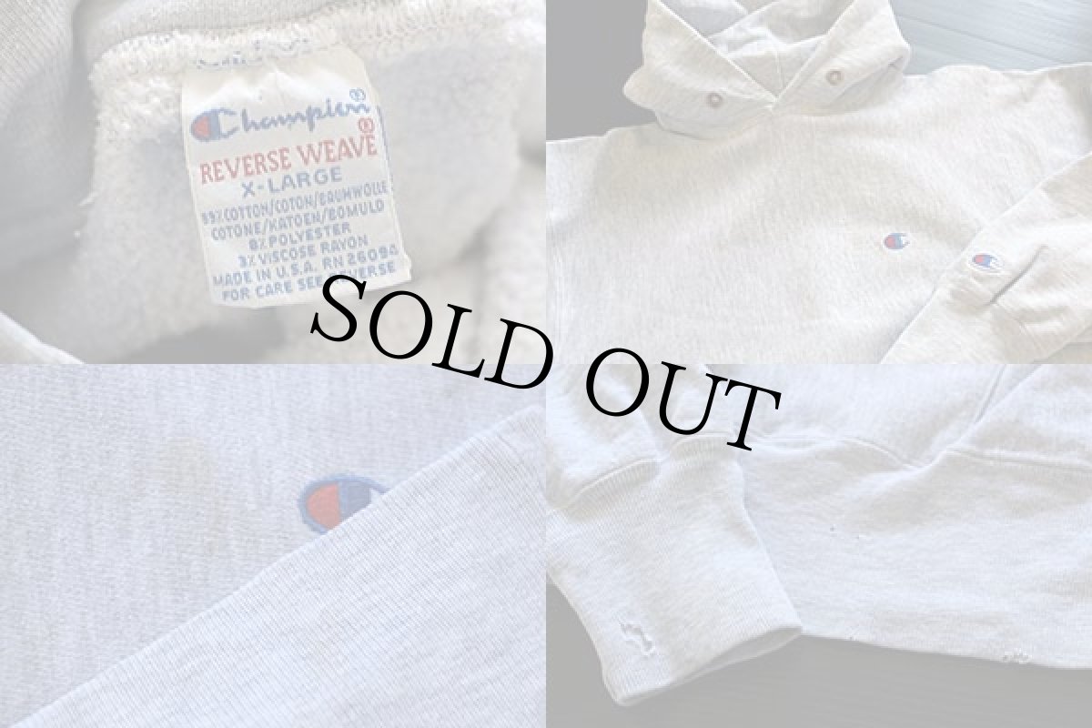 画像3: 90s USA製 Championチャンピオン ワンポイント リバースウィーブ スウェットパーカー グレー XL (3)