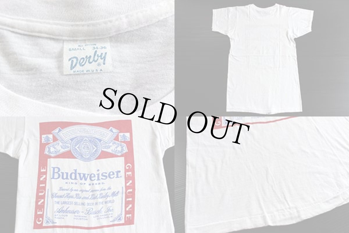 画像3: 70s USA製 Budweiserバドワイザー 染み込みプリント コットンTシャツ 白 S (3)