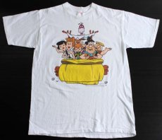 画像2: 90s USA製 The Flintstones フリントストーン コットンTシャツ 白 L (2)