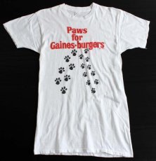 画像1: 70s USA製 Gaines 両面 染み込みプリント コットンTシャツ 白 L (1)