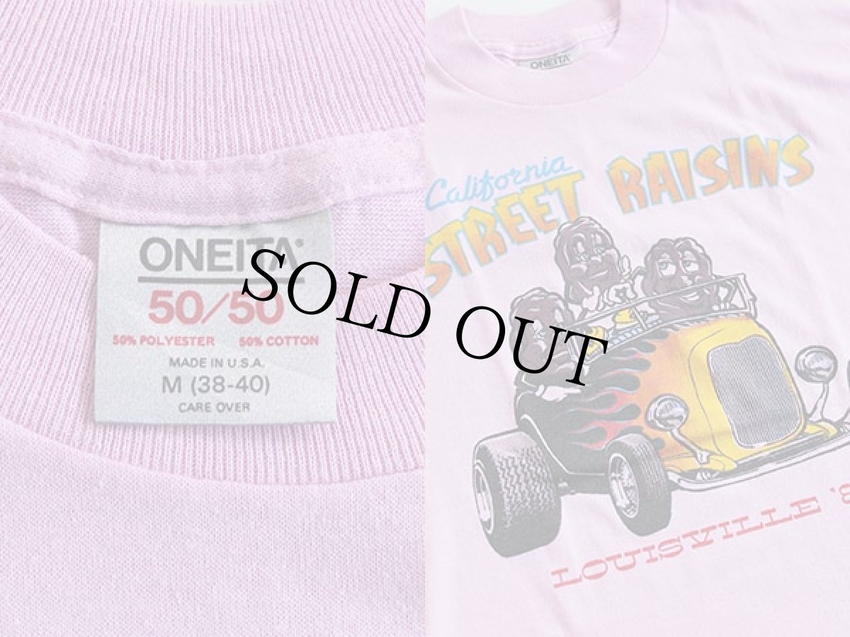 画像3: 80s USA製 California STREET RAISINS HOTROD カリフォルニアレーズン Tシャツ ピンク M (3)