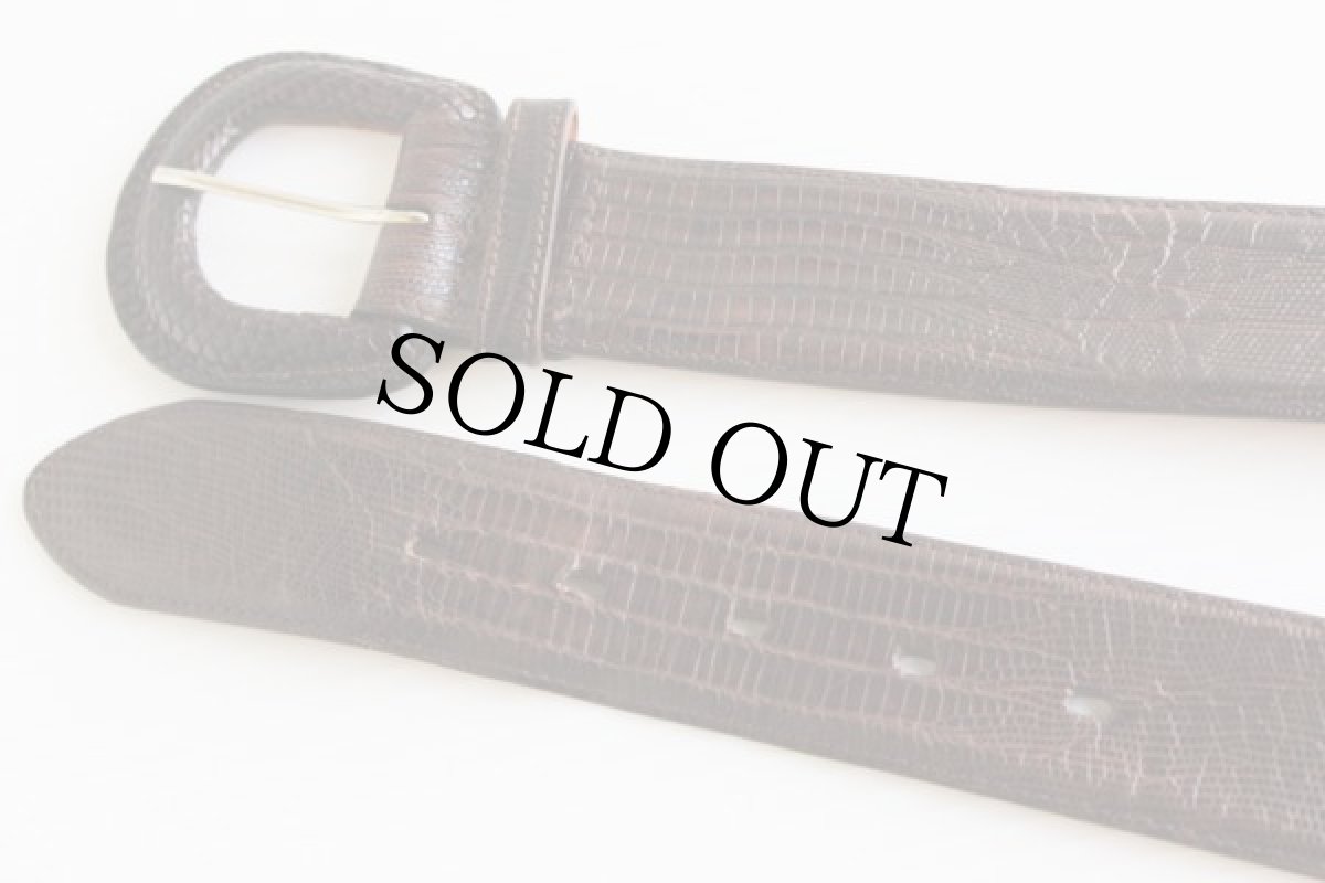 画像2: 90s ポロ ラルフローレン リザード レザーベルト 茶 30 (2)