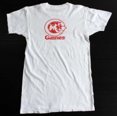 画像2: 70s USA製 Gaines 両面 染み込みプリント コットンTシャツ 白 L (2)