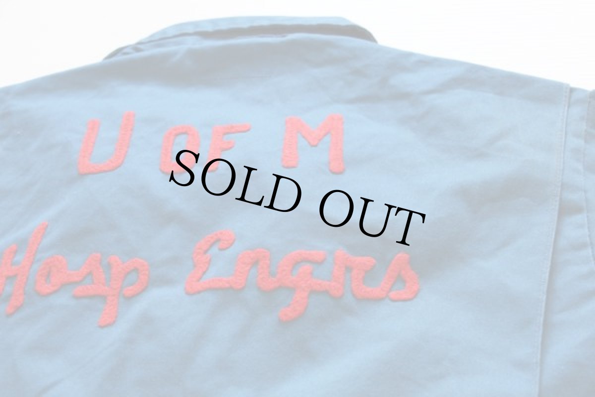 画像3: 80s USA製 Unitog チェーン刺繍 オールインワン 青 46L (3)