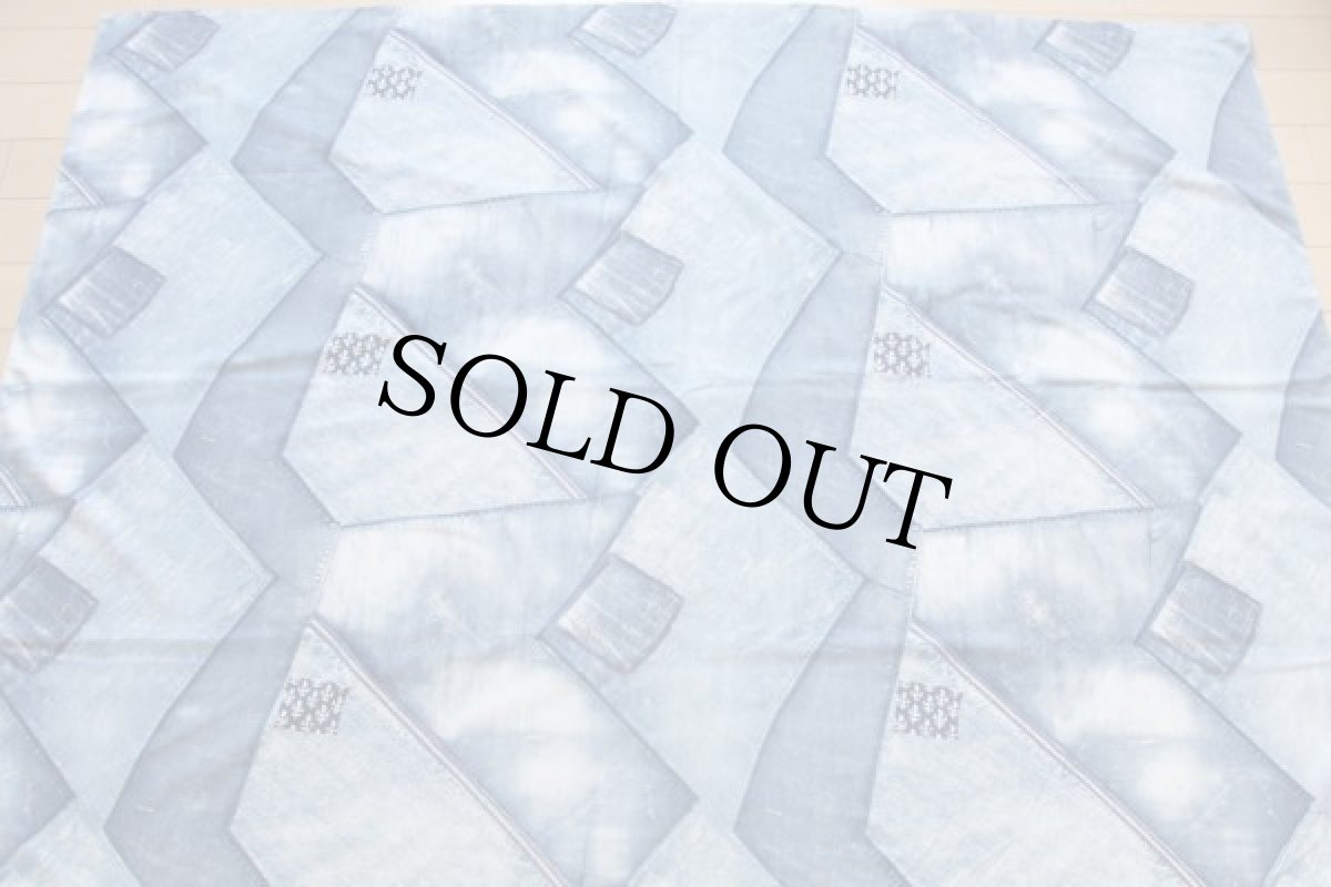 画像2: 70s SEARS デニム パッチワーク柄 フラットシーツ (2)