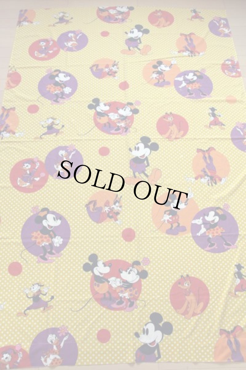 画像2: 70s USA製 ミッキー&ミニー マウス ドット柄 フラットシーツ (2)