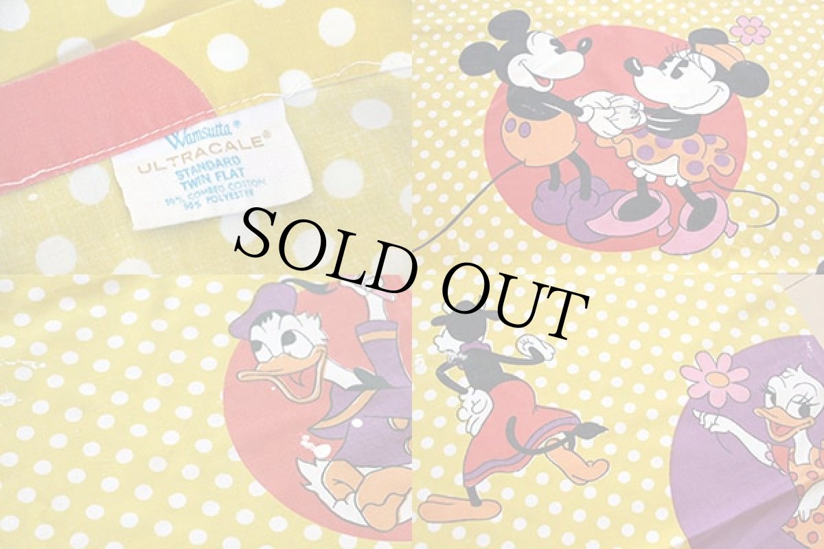 画像3: 70s USA製 ミッキー&ミニー マウス ドット柄 フラットシーツ (3)
