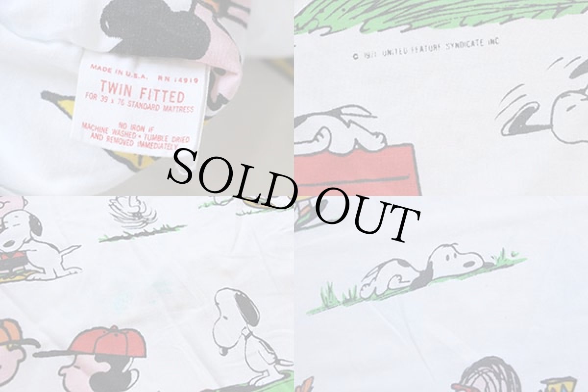 画像3: 70s USA製 TASTEMAKER スヌーピー フィットシーツ (3)